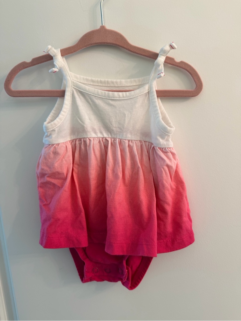 Carter's White Tank Romper with Pink Ombre Skirt